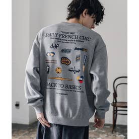 ddp ディーディーピー トレーナー バックプリント メンズ レディース スウェット 裏起毛 長袖 グラフィック ロゴ刺繍 オーバーサイズ あったか 16247 （B.グレー）