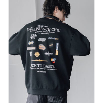 ddp ディーディーピー トレーナー バックプリント メンズ レディース スウェット 裏起毛 長袖 グラフィック ロゴ刺繍 オーバーサイズ あったか 16247 （A.ネイビー）｜詳細画像