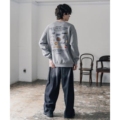 ddp ディーディーピー トレーナー バックプリント メンズ レディース スウェット 裏起毛 長袖 グラフィック ロゴ刺繍 オーバーサイズ あったか 16247 （A.ネイビー）｜詳細画像
