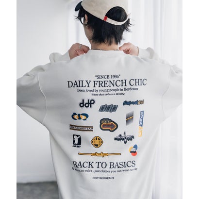 ddp ディーディーピー トレーナー バックプリント メンズ レディース スウェット 裏起毛 長袖 グラフィック ロゴ刺繍 オーバーサイズ あったか 16247 （A.ネイビー）｜詳細画像