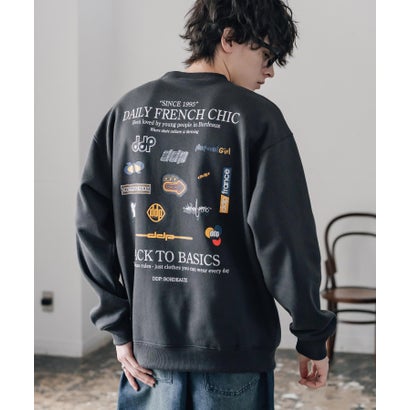 ddp ディーディーピー トレーナー バックプリント メンズ レディース スウェット 裏起毛 長袖 グラフィック ロゴ刺繍 オーバーサイズ あったか 16247 （A.ブラック）｜詳細画像