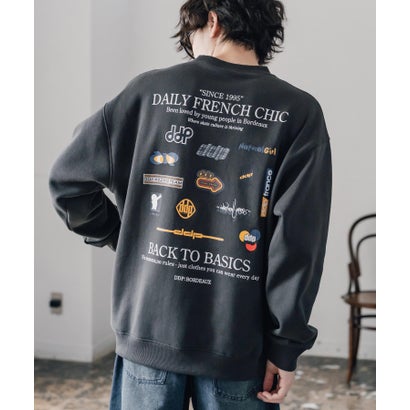 ddp ディーディーピー トレーナー バックプリント メンズ レディース スウェット 裏起毛 長袖 グラフィック ロゴ刺繍 オーバーサイズ あったか 16247 （A.ブラック）｜詳細画像