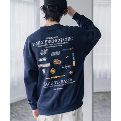ddp ディーディーピー トレーナー バックプリント メンズ レディース スウェット 裏起毛 長袖 グラフィック ロゴ刺繍 オーバーサイズ あったか 16247 （A.ブラック）｜詳細画像
