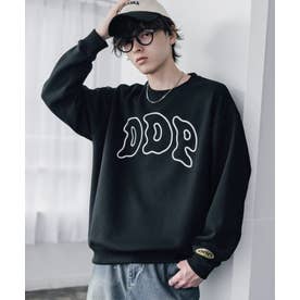 ddp ディーディーピー トレーナー バックプリント メンズ レディース スウェット 裏起毛 長袖 グラフィック ロゴ刺繍 オーバーサイズ あったか 16247 （A.ブラック）