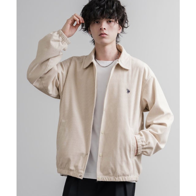U.S. POLO ASSN. ユーエスポロアッスン コーチジャケット ブルゾン コーデュロイ ライトアウター メンズ レディース オーバーサイズ 16570 （11.アイボリー）