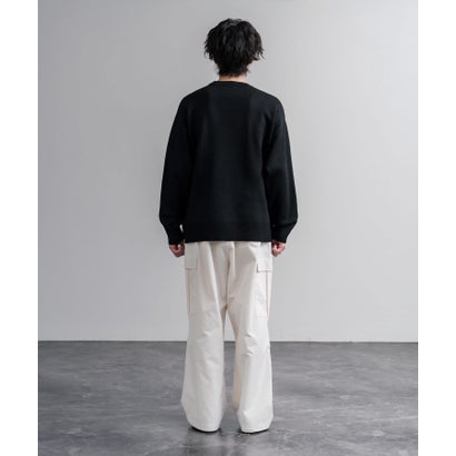 ニット セーター 長袖 メンズ レディース ゆるニット ダブルジャガード ロゴ オーバーサイズ ルーズ ゆったり リラックス カジュアル CONVERSE 16560 （40.グリーン）｜詳細画像
