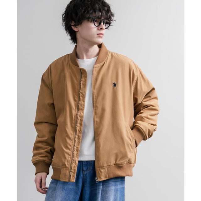 U.S. POLO ASSN. ユーエスポロアッスン ブルゾン MA-1 フライトジャケット メンズ レディース アウター 中綿 ピーチスキン オーバーサイズ 16569 （25.L.ブラウン）