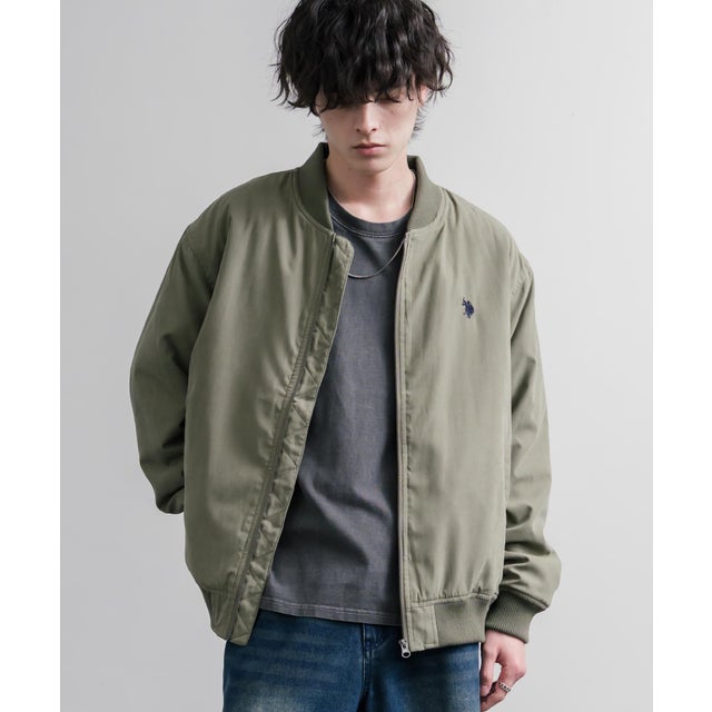 U.S. POLO ASSN. ユーエスポロアッスン ブルゾン MA-1 フライトジャケット メンズ レディース アウター 中綿 ピーチスキン オーバーサイズ 16569 （79.カーキ）