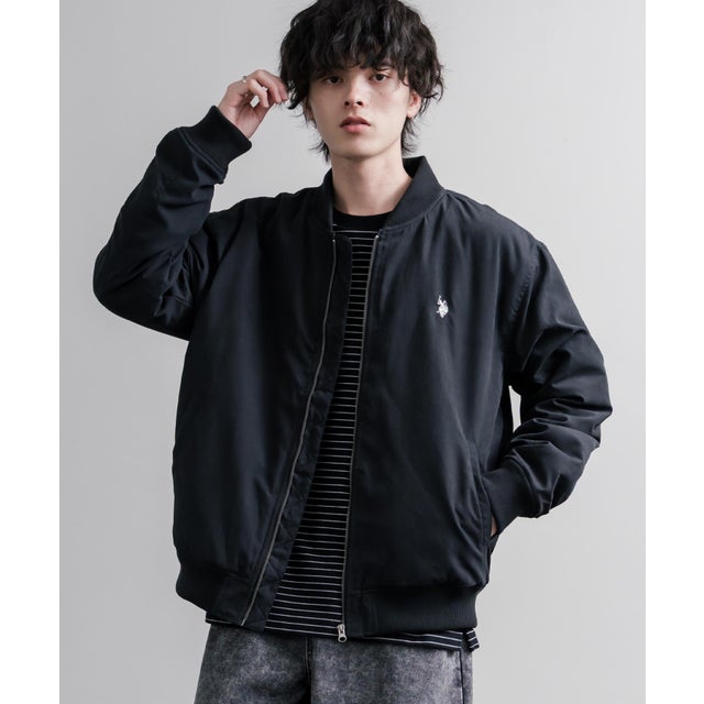 U.S. POLO ASSN. ユーエスポロアッスン ブルゾン MA-1 フライトジャケット メンズ レディース アウター 中綿 ピーチスキン オーバーサイズ 16569 （19.ブラック）
