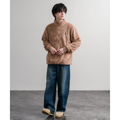 U.S. POLO ASSN. ユーエスポロアッスン ボアフリース プルオーバー ハーフジップ メンズ レディース ダブルフェイス 長袖 16582 （11.アイボリー）｜詳細画像