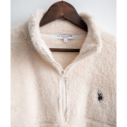 U.S. POLO ASSN. ユーエスポロアッスン ボアフリース プルオーバー ハーフジップ メンズ レディース ダブルフェイス 長袖 16582 （11.アイボリー）｜詳細画像