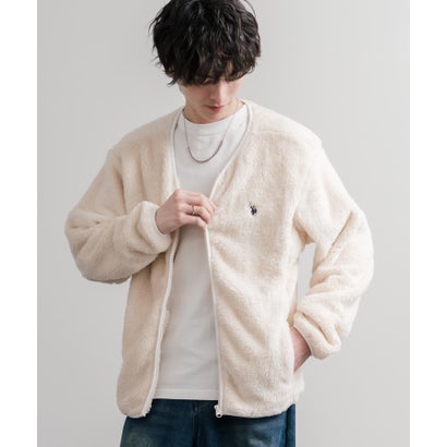 ロッキーモンロー Rocky Monroe U.S. POLO ASSN. ユーエスポロアッスン ボアジャケット カーディガン ノーカラー フリース メンズ レディース ダブルフェイス 16583 （11.アイボリー）｜詳細画像