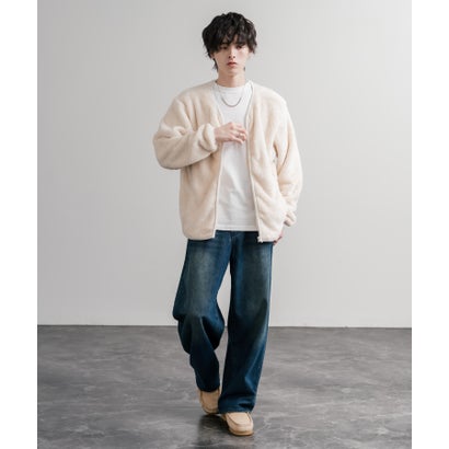 ロッキーモンロー Rocky Monroe U.S. POLO ASSN. ユーエスポロアッスン ボアジャケット カーディガン ノーカラー フリース メンズ レディース ダブルフェイス 16583 （22.ベージュ）｜詳細画像