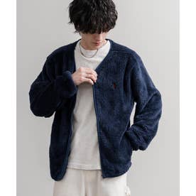 U.S. POLO ASSN. ユーエスポロアッスン ボアジャケット カーディガン ノーカラー フリース メンズ レディース ダブルフェイス 16583 （61.ネイビー）