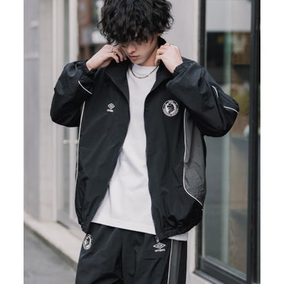 UMBRO アンブロ ナイロンジャケット トラックジャケット メンズ レディース ブルゾン ライトアウター オーバーサイズ リラックス ラグラン 16393 （ブラック）｜詳細画像
