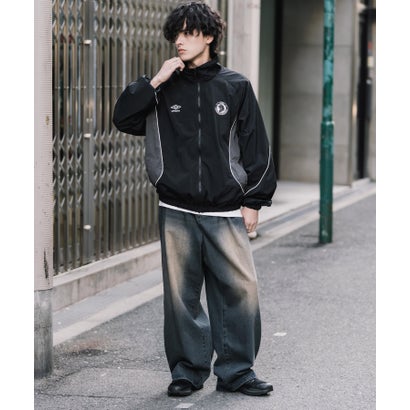 UMBRO アンブロ ナイロンジャケット トラックジャケット メンズ レディース ブルゾン ライトアウター オーバーサイズ リラックス ラグラン 16393 （ブラック）｜詳細画像