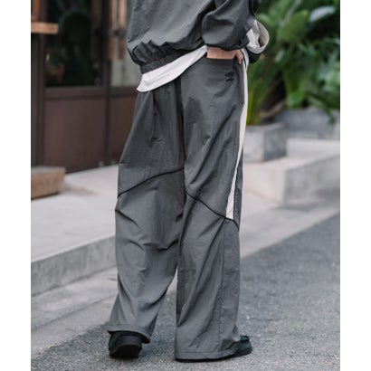 UMBRO アンブロ ナイロンパンツ トラックパンツ メンズ レディース イージー リラックス ウエストゴム 裾スピンドル パイピング 切替デザイン 16394 （ブラック）｜詳細画像