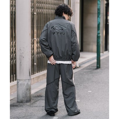 UMBRO アンブロ ナイロンパンツ トラックパンツ メンズ レディース イージー リラックス ウエストゴム 裾スピンドル パイピング 切替デザイン 16394 （ブラック）｜詳細画像
