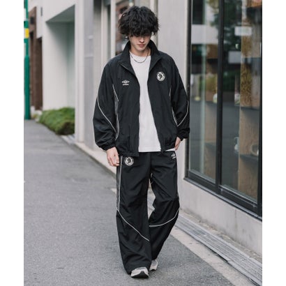 UMBRO アンブロ ナイロンパンツ トラックパンツ メンズ レディース イージー リラックス ウエストゴム 裾スピンドル パイピング 切替デザイン 16394 （チャコール）｜詳細画像