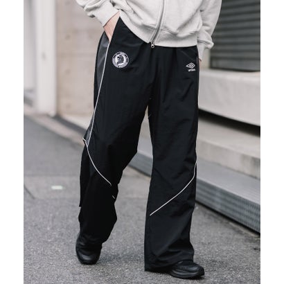 UMBRO アンブロ ナイロンパンツ トラックパンツ メンズ レディース イージー リラックス ウエストゴム 裾スピンドル パイピング 切替デザイン 16394 （チャコール）｜詳細画像