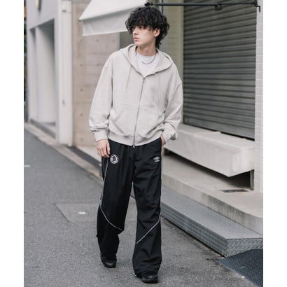 UMBRO アンブロ ナイロンパンツ トラックパンツ メンズ レディース イージー リラックス ウエストゴム 裾スピンドル パイピング 切替デザイン 16394 （チャコール）｜詳細画像