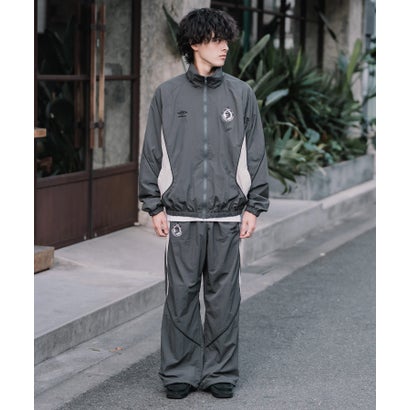 UMBRO アンブロ ナイロンパンツ トラックパンツ メンズ レディース イージー リラックス ウエストゴム 裾スピンドル パイピング 切替デザイン 16394 （チャコール）｜詳細画像