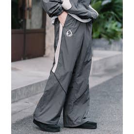 UMBRO アンブロ ナイロンパンツ トラックパンツ メンズ レディース イージー リラックス ウエストゴム 裾スピンドル パイピング 切替デザイン 16394 （チャコール）