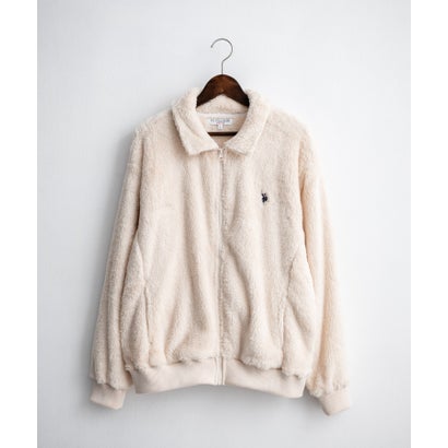 U.S. POLO ASSN. ボアフリース フルジップ メンズ レディース 襟付き ポロ ダブルフェイス 長袖 オーバーサイズ 無地 ロゴ 刺繍 16644 （19.ブラック）｜詳細画像