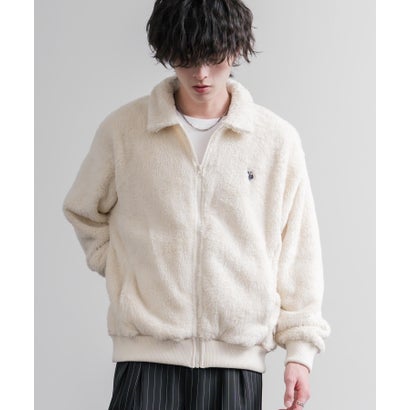 U.S. POLO ASSN. ボアフリース フルジップ メンズ レディース 襟付き ポロ ダブルフェイス 長袖 オーバーサイズ 無地 ロゴ 刺繍 16644 （19.ブラック）｜詳細画像