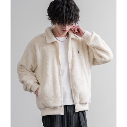 U.S. POLO ASSN. ボアフリース フルジップ メンズ レディース 襟付き ポロ ダブルフェイス 長袖 オーバーサイズ 無地 ロゴ 刺繍 16644 （22.ベージュ）｜詳細画像