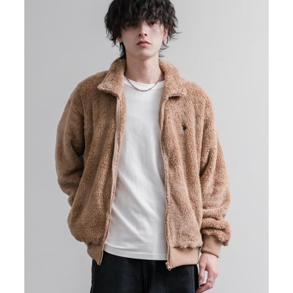 U.S. POLO ASSN. ボアフリース フルジップ メンズ レディース 襟付き ポロ ダブルフェイス 長袖 オーバーサイズ 無地 ロゴ 刺繍 16644 （11.アイボリー）｜詳細画像