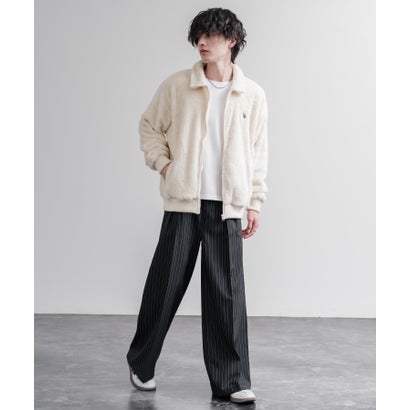 U.S. POLO ASSN. ボアフリース フルジップ メンズ レディース 襟付き ポロ ダブルフェイス 長袖 オーバーサイズ 無地 ロゴ 刺繍 16644 （11.アイボリー）｜詳細画像