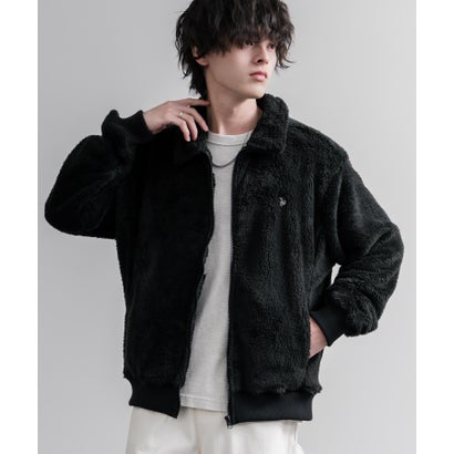 U.S. POLO ASSN. ボアフリース フルジップ メンズ レディース 襟付き ポロ ダブルフェイス 長袖 オーバーサイズ 無地 ロゴ 刺繍 16644 （11.アイボリー）｜詳細画像