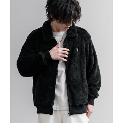 U.S. POLO ASSN. ボアフリース フルジップ メンズ レディース 襟付き ポロ ダブルフェイス 長袖 オーバーサイズ 無地 ロゴ 刺繍 16644 （11.アイボリー）｜詳細画像