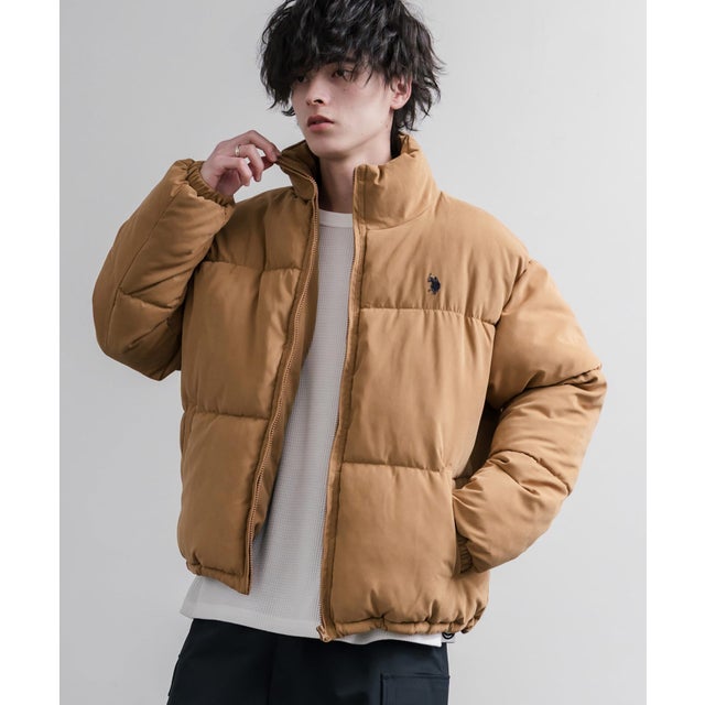 U.S. POLO ASSN. ブルゾン 中綿ジャケット ピーチスキン メンズ レディース アウター ショート丈 スタンドネック パファージャケット 16633 （25.L.ブラウン）