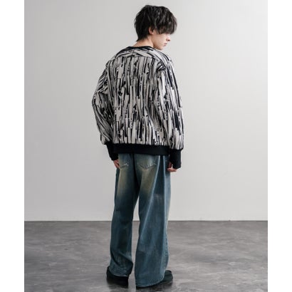 ロッキーモンロー Rocky Monroe スウェット ジャガードニット メンズ レディース クルーネック マルチカラー ストライプ 日本製  Upscape Audience AUD6740 16551 （マルチブラック）｜詳細画像