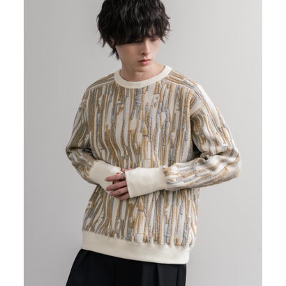 ロッキーモンロー Rocky Monroe スウェット ジャガードニット メンズ レディース クルーネック マルチカラー ストライプ 日本製  Upscape Audience AUD6740 16551 （マルチブラック）｜詳細画像