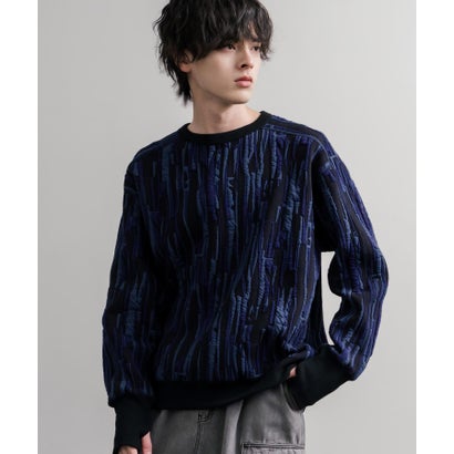 ロッキーモンロー Rocky Monroe スウェット ジャガードニット メンズ レディース クルーネック マルチカラー ストライプ 日本製  Upscape Audience AUD6740 16551 （マルチブラック）｜詳細画像