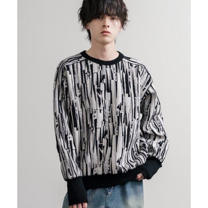 ロッキーモンロー Rocky Monroe スウェット ジャガードニット メンズ レディース クルーネック マルチカラー ストライプ 日本製  Upscape Audience AUD6740 16551 （マルチブラック）｜詳細画像