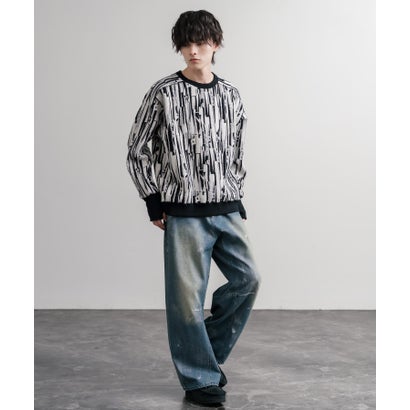 ロッキーモンロー Rocky Monroe スウェット ジャガードニット メンズ レディース クルーネック マルチカラー ストライプ 日本製  Upscape Audience AUD6740 16551 （マルチネイビー）｜詳細画像