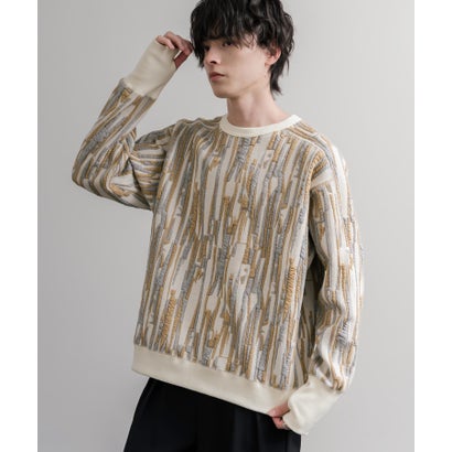 ロッキーモンロー Rocky Monroe スウェット ジャガードニット メンズ レディース クルーネック マルチカラー ストライプ 日本製  Upscape Audience AUD6740 16551 （マルチネイビー）｜詳細画像