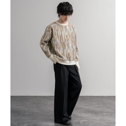 ロッキーモンロー Rocky Monroe スウェット ジャガードニット メンズ レディース クルーネック マルチカラー ストライプ 日本製  Upscape Audience AUD6740 16551 （マルチネイビー）｜詳細画像
