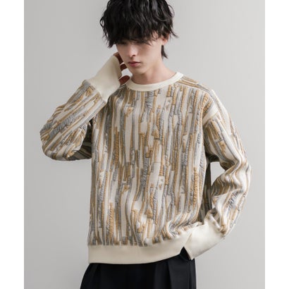 ロッキーモンロー Rocky Monroe スウェット ジャガードニット メンズ レディース クルーネック マルチカラー ストライプ 日本製  Upscape Audience AUD6740 16551 （マルチライトグレー）｜詳細画像