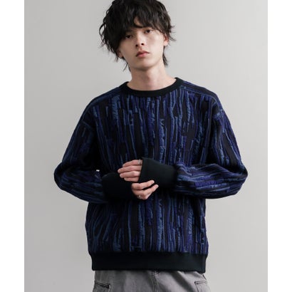 ロッキーモンロー Rocky Monroe スウェット ジャガードニット メンズ レディース クルーネック マルチカラー ストライプ 日本製  Upscape Audience AUD6740 16551 （マルチライトグレー）｜詳細画像