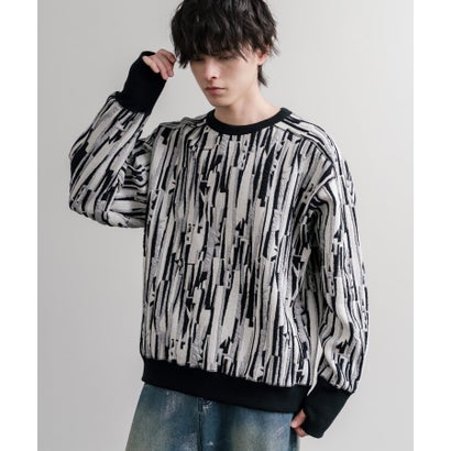 ロッキーモンロー Rocky Monroe スウェット ジャガードニット メンズ レディース クルーネック マルチカラー ストライプ 日本製  Upscape Audience AUD6740 16551 （マルチライトグレー）｜詳細画像