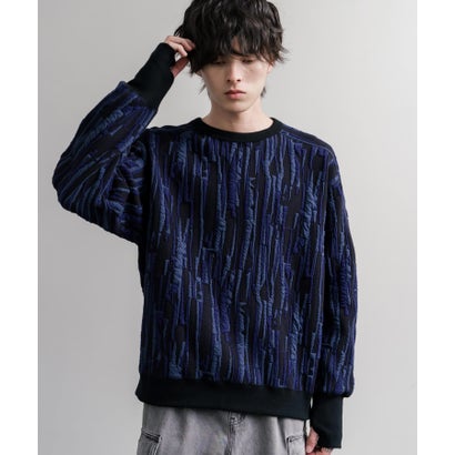 ロッキーモンロー Rocky Monroe スウェット ジャガードニット メンズ レディース クルーネック マルチカラー ストライプ 日本製  Upscape Audience AUD6740 16551 （マルチオフアイボリー）｜詳細画像