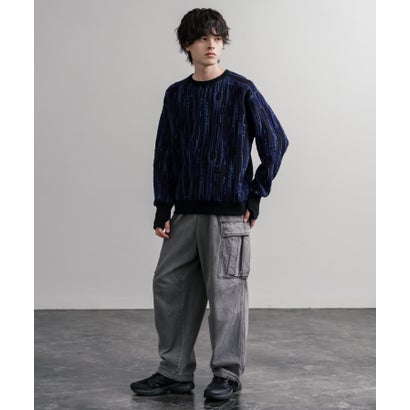 ロッキーモンロー Rocky Monroe スウェット ジャガードニット メンズ レディース クルーネック マルチカラー ストライプ 日本製  Upscape Audience AUD6740 16551 （マルチオフアイボリー）｜詳細画像