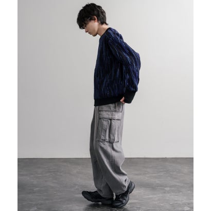 ロッキーモンロー Rocky Monroe スウェット ジャガードニット メンズ レディース クルーネック マルチカラー ストライプ 日本製  Upscape Audience AUD6740 16551 （マルチオフアイボリー）｜詳細画像