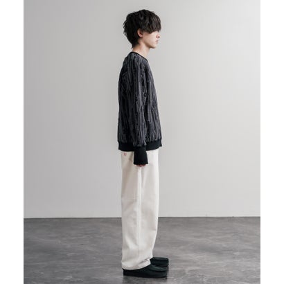 ロッキーモンロー Rocky Monroe スウェット ジャガードニット メンズ レディース クルーネック マルチカラー ストライプ 日本製  Upscape Audience AUD6740 16551 （マルチオフアイボリー）｜詳細画像