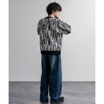 スウェット ヘンリーネック ジャガードニット メンズ レディース マルチカラー ストライプ 日本製 Upscape Audience AUD6742 16566 （マルチブラック）｜詳細画像